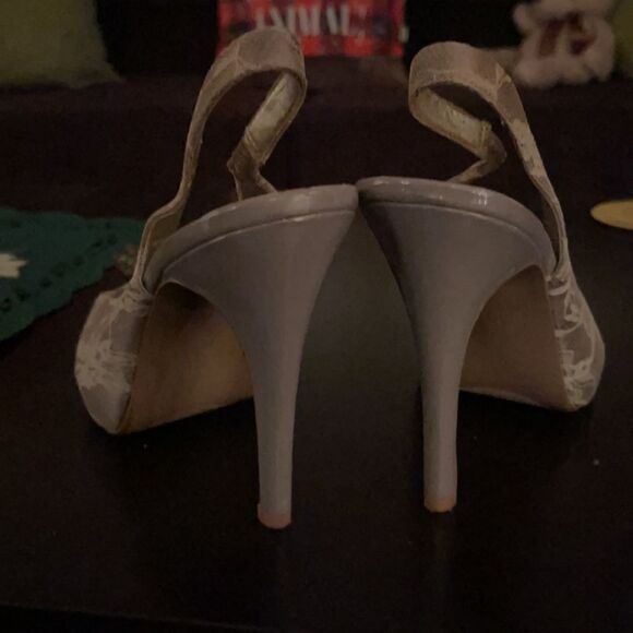 Crystal and Lace Slingback Stilettos - Picture 8 of 14